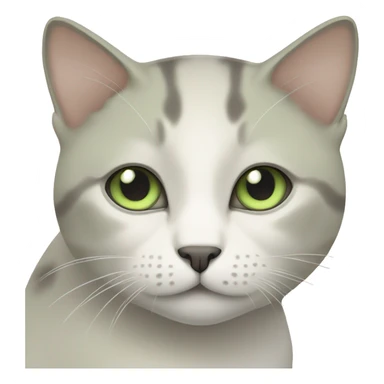 beige, dark/grey, white cat with really pale green eyes  sticker