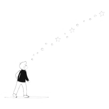 Person fading away into sparkles and stars, magical disappearance effect sticker