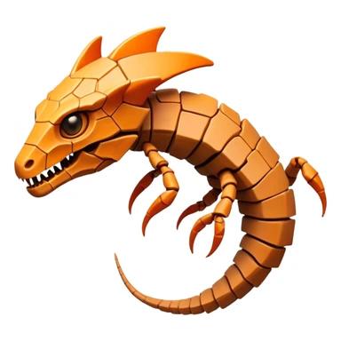 A serpentine creature with segmented exoskeleton resembling cracked clay, adorned with geometric crystalline growths that protrude at regular intervals along its spine and emit heat mirages.

 sticker