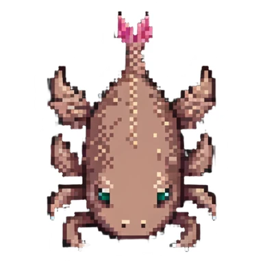 brown Minecraft axolotl, authentic blocky style and proportions, pixel art sticker