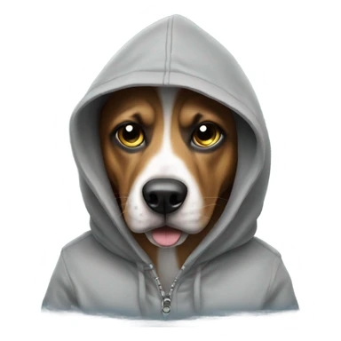 dog with a gun wearing a hoodie  sticker