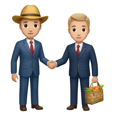 Man in a suit shaking hands with a farmer sticker