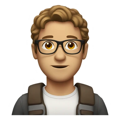 white nerd with shoulder length brown hair and red glassses sticker