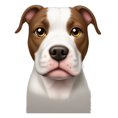 White and brown pit bull fluffy sticker