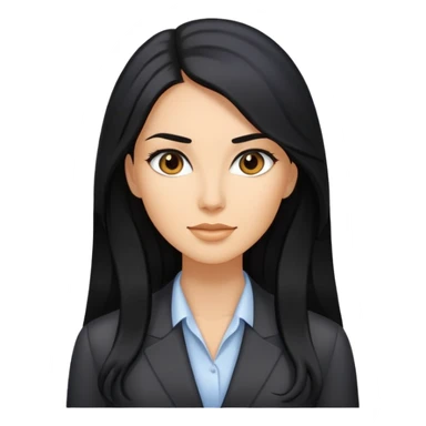 Business woman caucasian long black hair girl sticker
