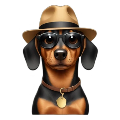 Dachshund with sunglasses and a fedora sticker
