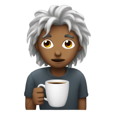 tired person with coffee and messy hair sticker