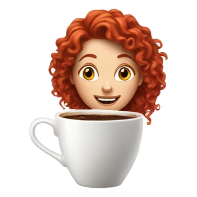 Red curly haired woman spills coffee sticker