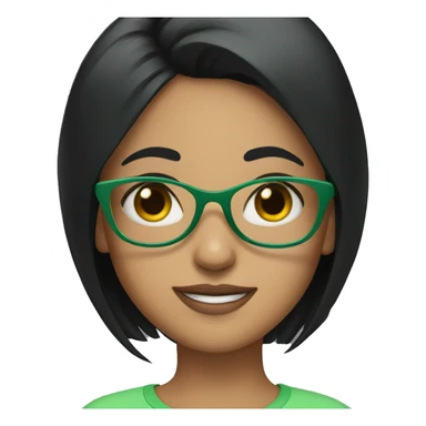girl with green glasses and straight black hair  sticker