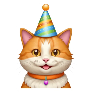 happy cat wearing a colorful birthday hat sticker
