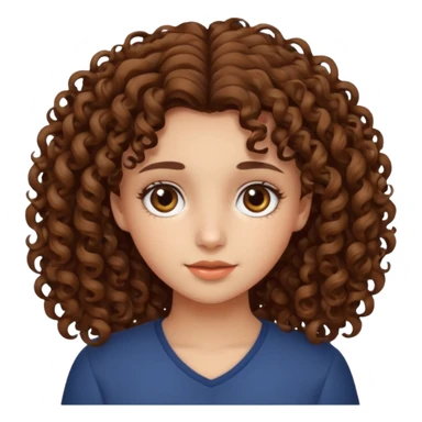 Make a a girl with curly brown hair and brown eyes sticker