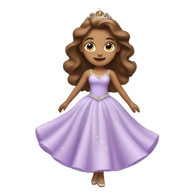 Dancing Princess in lilac dress with tiara with Brown hair sticker