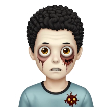 Um garoto zumbi com o cabelo preto cacheado e olhos castanhos sticker