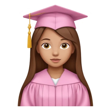 Mixed Girl, long brown hair, wearing baby pink graduation gown sticker