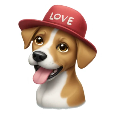 Dog with a hat that says I love type soul sticker