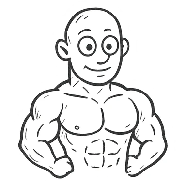 bald muscular man with big eyes sticker