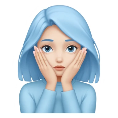 pastel blue girl covers her face with her hand sticker