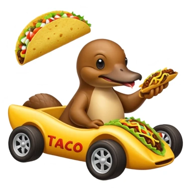 Platypus In a race car eating a taco￼ sticker