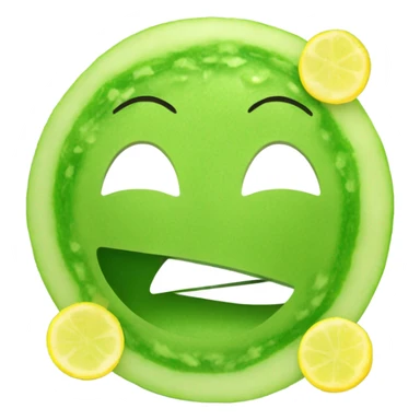yellow face emoji, with a hydrating facial mask on top, and on the eyes there are slices of cucumber. it is smiling  sticker