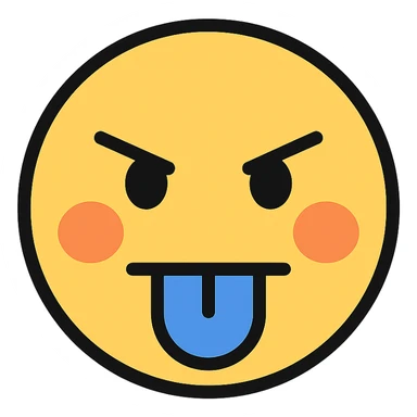 petty character sticking tongue out sticker