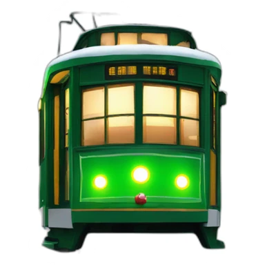 christmas light led decorated green tram sticker