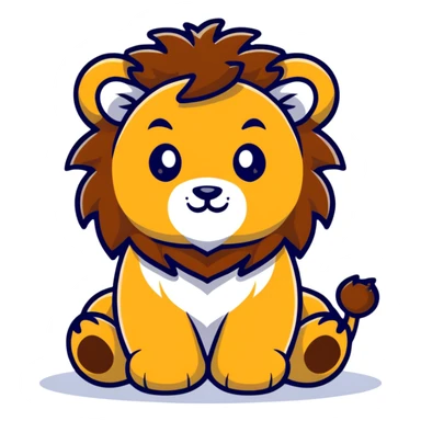 baby lion with fluffy mane sticker