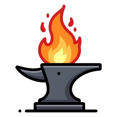 blacksmith anvil glowing with intense heat, hot metal sticker
