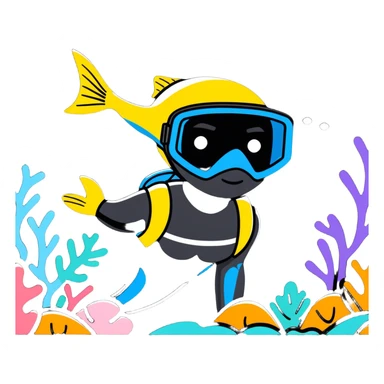 happy person snorkeling with colorful fish sticker