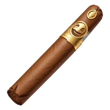 Emoji-style cigar icon, dark brown wrapper, subtle smoke, minimalistic, clean silhouette, metal details sticker