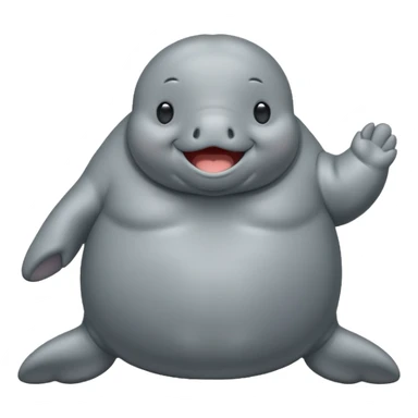 Manatee cute and fat emoji whole body sticker