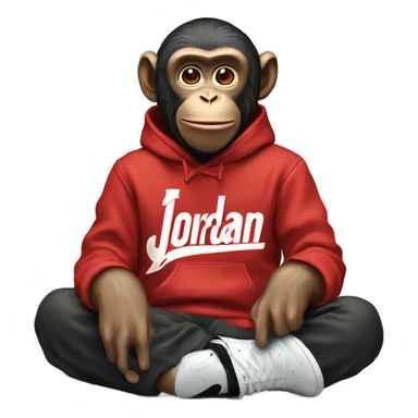 A monkey with supreme sweatshirt and Jordan’s  sticker