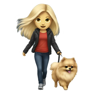 Blonde girl walking pomeranian under the storm sticker