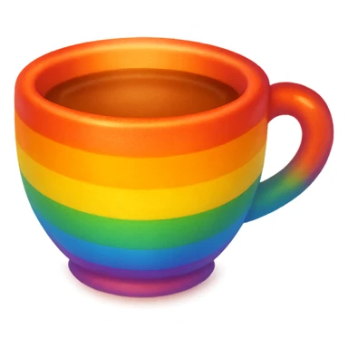 gay pride emoji, rainbow teacup, cozy and inviting sticker