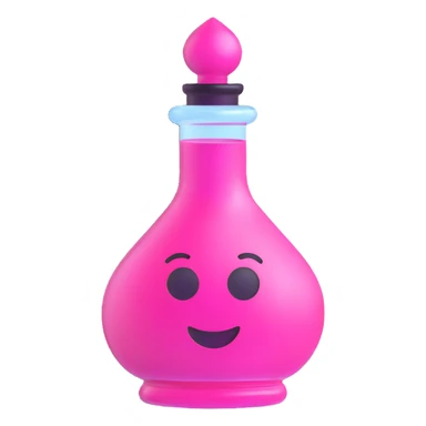 pink goth potion bottle, shiny and gothic, 3D emoji style sticker