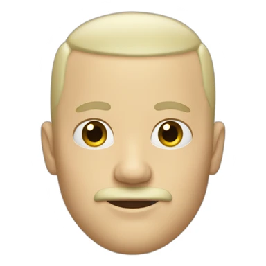 white man with blonde mustache and shaved head sticker