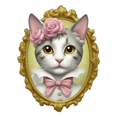 Fancy rococo cat sticker