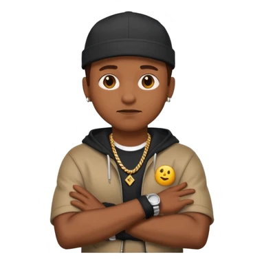 rapper emoji crossing arms in front of chest, confident expression sticker