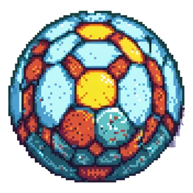 spiked ball, retro video game look, pixel art style sticker