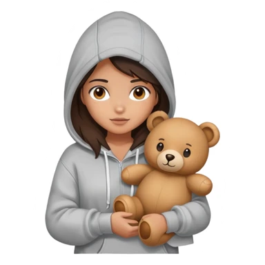 The brunette hoodie girl holding Teddy sticker