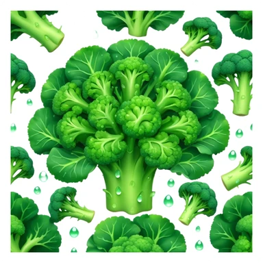 Cinematic lush green broccoli, detailed florets glistening with dewdrops, ultra-fresh and vibrant, soft glowing background, healthy and delicious. sticker