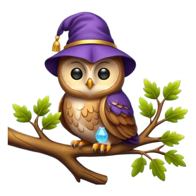owl in nightcap sleeping on glowing branch sticker