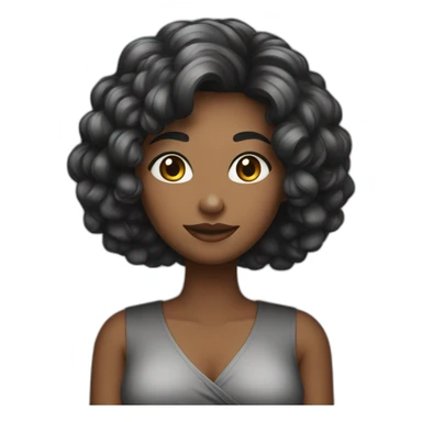 Mulher com vestido preto curto de mangas cumpridas e cabelo preso sticker