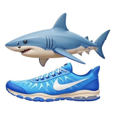 Shark with blue Nike shoes on a beach sticker