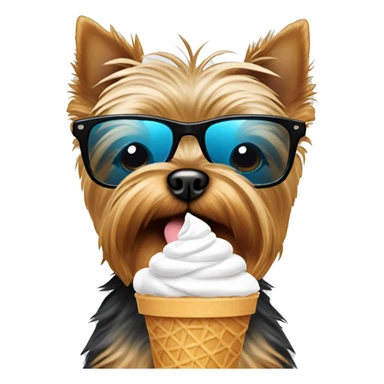 yorkie with sunglasses eating ice cream  sticker