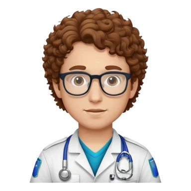 Paramédico hombre joven de piel blanca, cabello castaño en rulado y con lentes  sticker