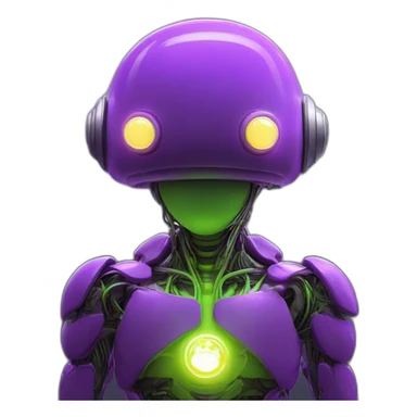 lemon-green-and-purple-neon-Robotic cyborg Super Mario doing a meditation sticker