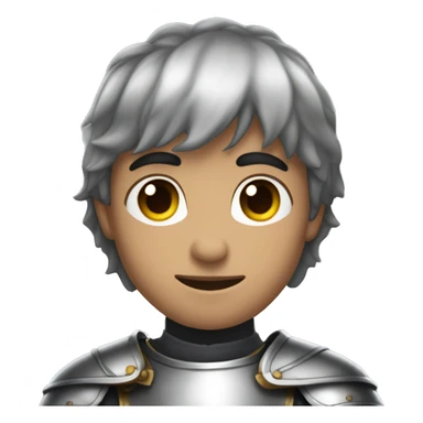 a young guy of model appearance with dark short hair in a knight's silver armor sticker
