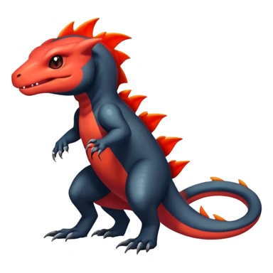 Colorful Dark Shiny Exotic Salandit-Charmeleon-Quilava-Fakémon-hybrid-creature (full body)  sticker