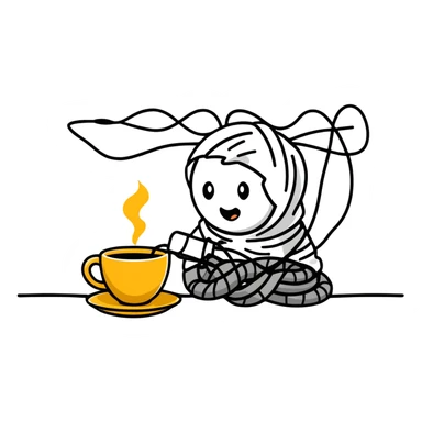 crazy coder with coffee spills and tangled wires sticker