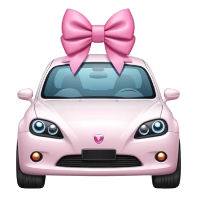 White car with pink bow sticker